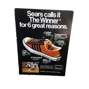 1973 Sears Converse The Winner Ad Orange Low Tops Racing Stripes Shoes